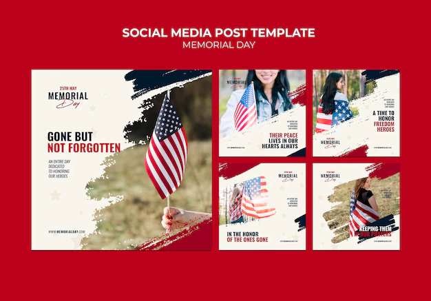 Free PSD | Memorial day instagram post templates