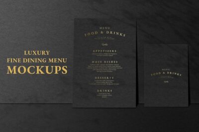 Free PSD | Menu card psd mockup ad in black luxury style for restaurants