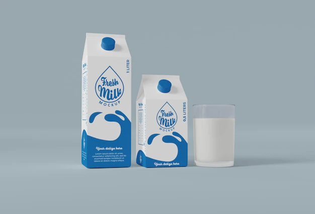 Free PSD | Milk brick mockup