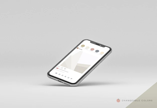 Free PSD | Minimal 3d laying phone with rrss interface mockup levitating