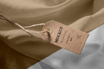 Free PSD | Mock-up of clothing labels on soft fabric