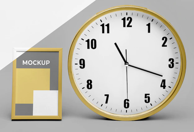 Free PSD | Mockup frame next to clock