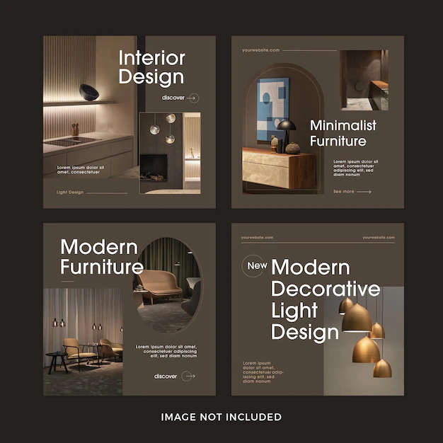 Free PSD | Modern furniture social media post template collection