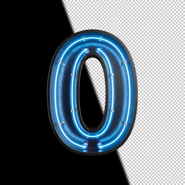 Free PSD | Number 0 made from neon light