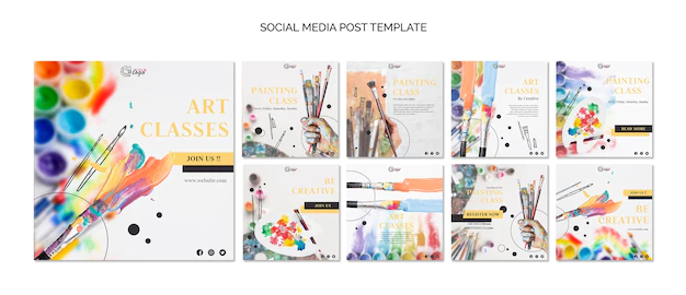 Free PSD | Paint and draw social media post template