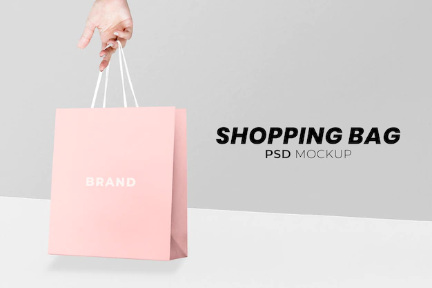 Free PSD | Paper shopping bag mockup psd in minimal style
