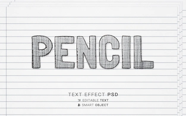 Free PSD | Pencil text effect design template
