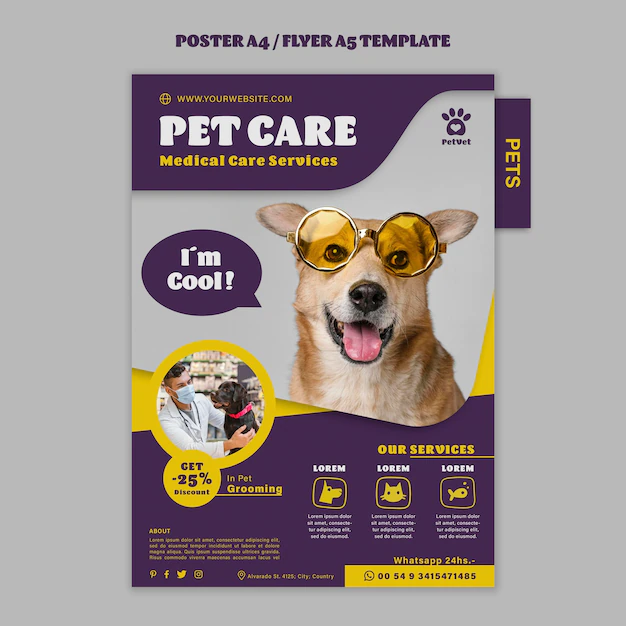 Free PSD | Pet care poster template