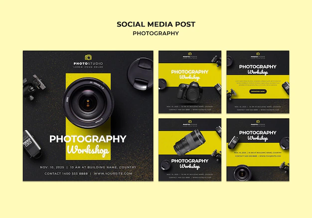 Free PSD | Photography workshop social media post template