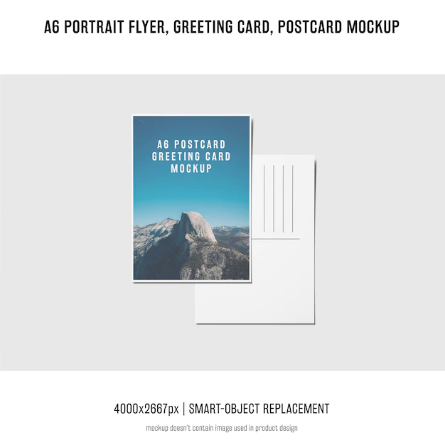 Free PSD | Portrait flyer, postcard, greeting card mockup