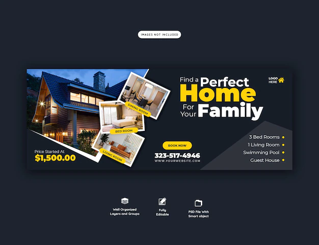 Free PSD | Real estate house property facebook cover banner template