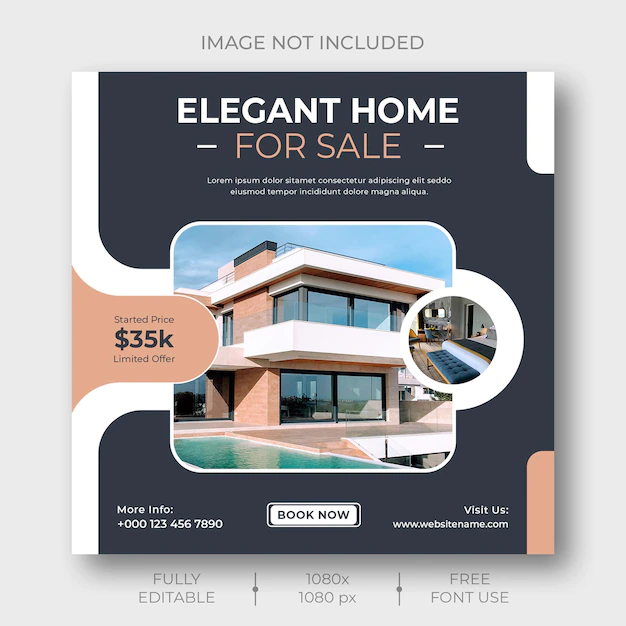 Free PSD | Real estate house property social media or instagram post template