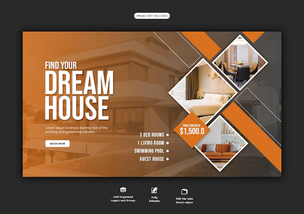 Free PSD | Real estate house property web banner template