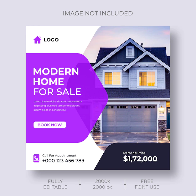 Free PSD | Real estate social media or instagram post banner template