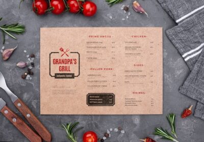 Free PSD | Restaurant menu concept mock-up