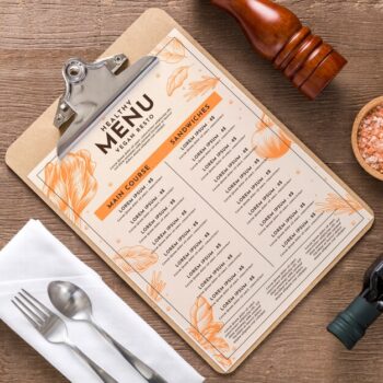 Free PSD | Restaurant menu concept mockup