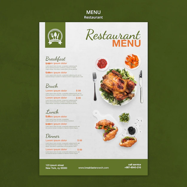 Free PSD | Restaurant menu poster with food print template