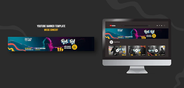Free PSD | Rock music concert youtube banner