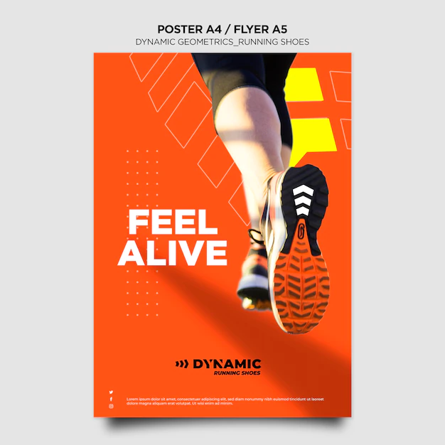 Free PSD | Running shoes poster template