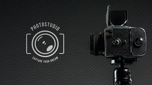 Free PSD | Side view of digital camera for photo studio