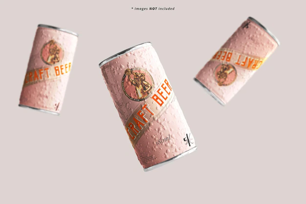 Free PSD | Small beer cans with condensation effect