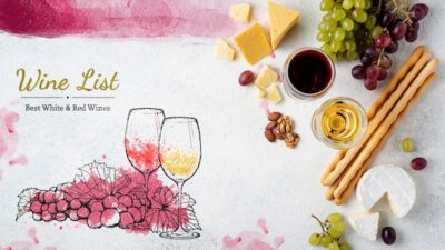 Free PSD | Snack and glass of wine