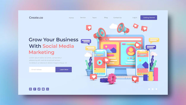 Free PSD | Social media marketing landing page template