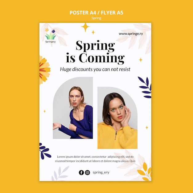 Free PSD | Spring sale poster template