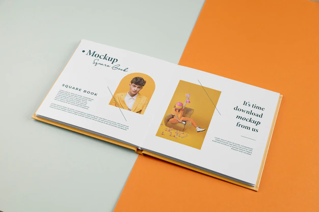 Free PSD | Square paper book mock-up with hardback