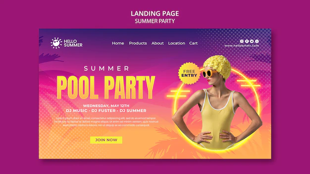 Free PSD | Summer party landing page template