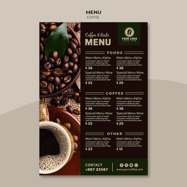 Free PSD | Tasty coffee menu template