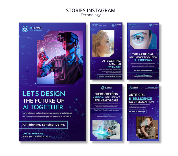 Free PSD | Technology instagram stories template design