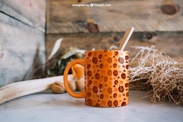 Free PSD | Thanksgiving mockup with mug