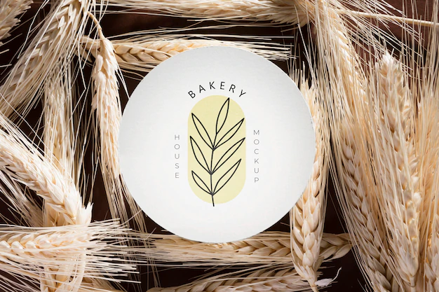 Free PSD | Top view bakery concept with wheat