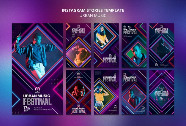 Free PSD | Urban music instagram stories template