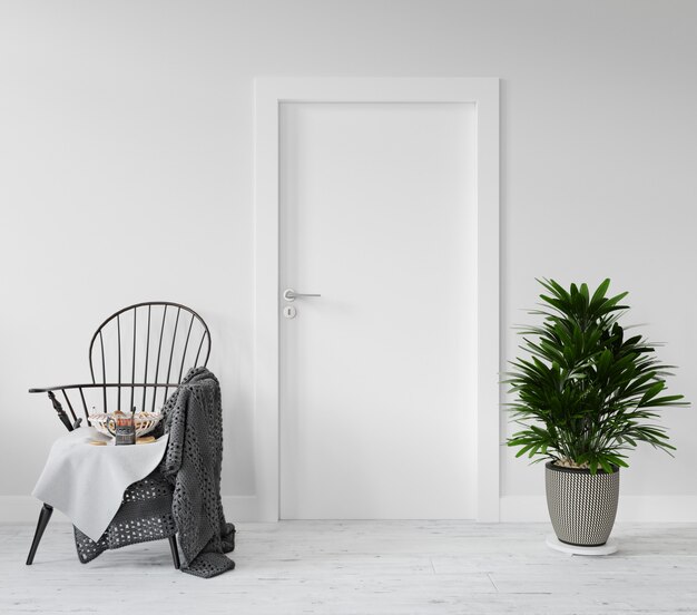 Free PSD | Wall with blank door mockup