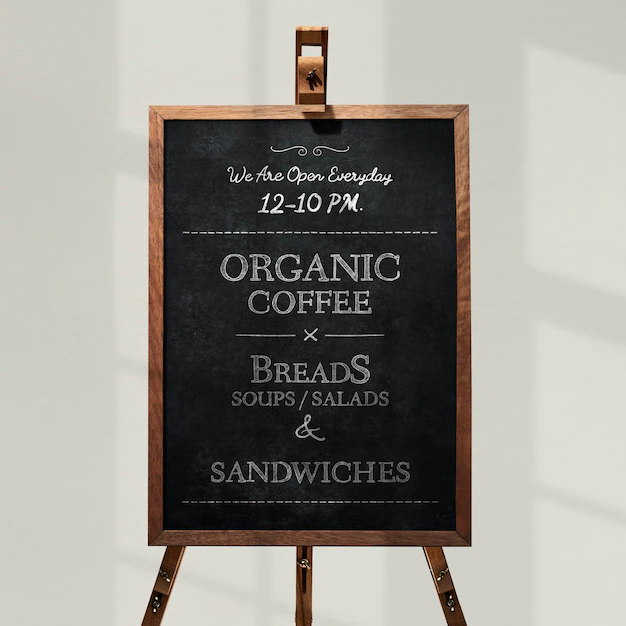 Free PSD | Wooden board easel sign mockup psd with stand