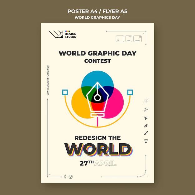 Free PSD | World graphics day poster template