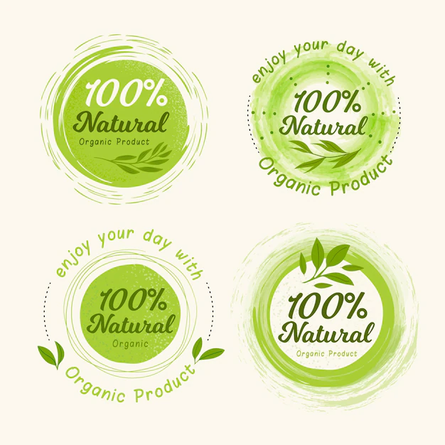 Free Vector | 100% natural badge / label collection