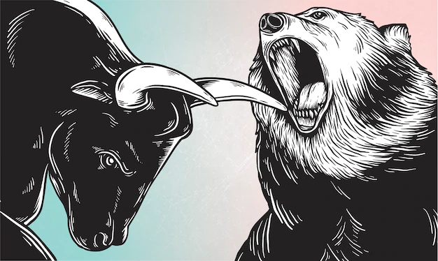 Free Vector | A bull and a bear fighting vector