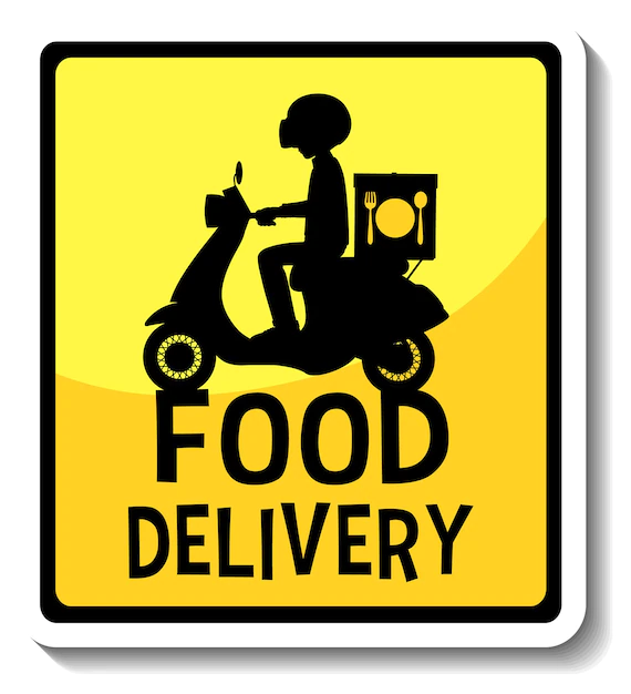 Free Vector | A sticker template with food delivery banner isolated