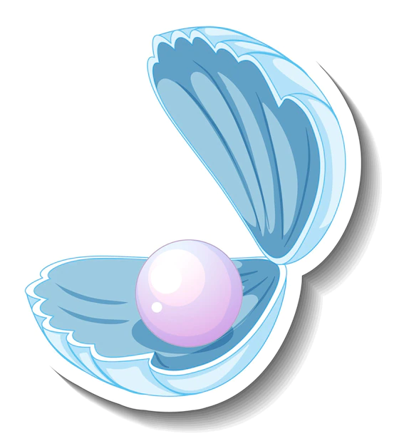 Free Vector | A sticker template with pearl in shell isolated