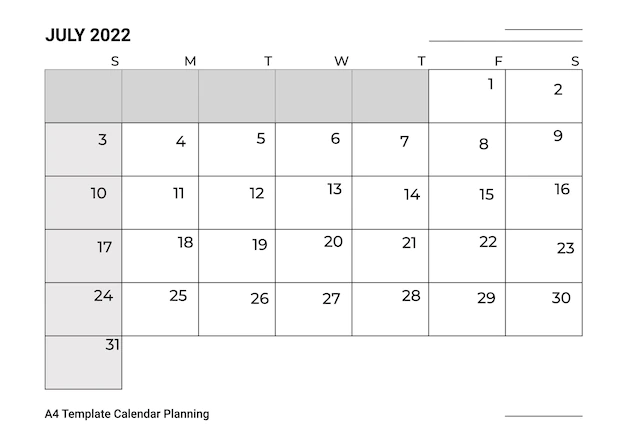 Free Vector | A4 template calendar planning july