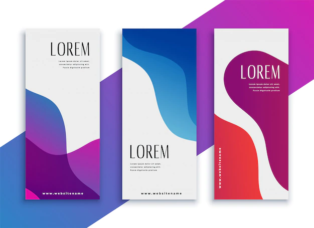 Free Vector | Abstract colorful curve shape banners set