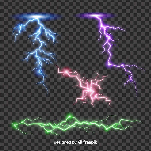 Free Vector | Abstract colorful lightning collection on simple background