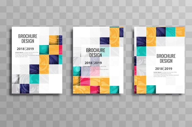 Free Vector | Abstract colorful mosaic business brochure template set