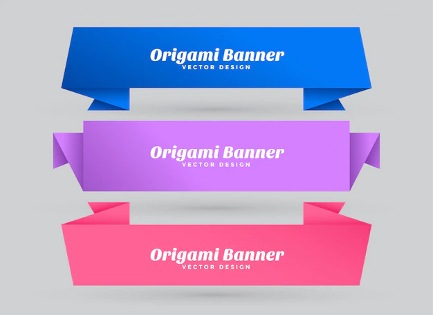 Free Vector | Abstract origami banners set with text space