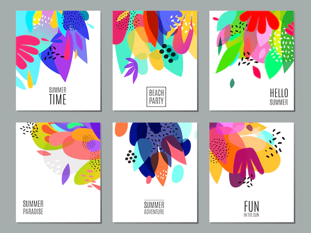 Free Vector | Abstract summer advertisement banners collection poster