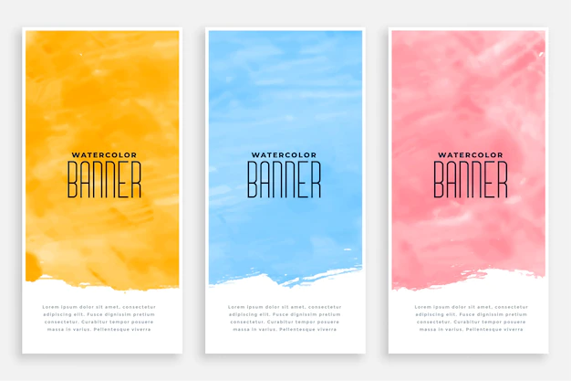 Free Vector | Abstract watercolor vertical banners set of three colors