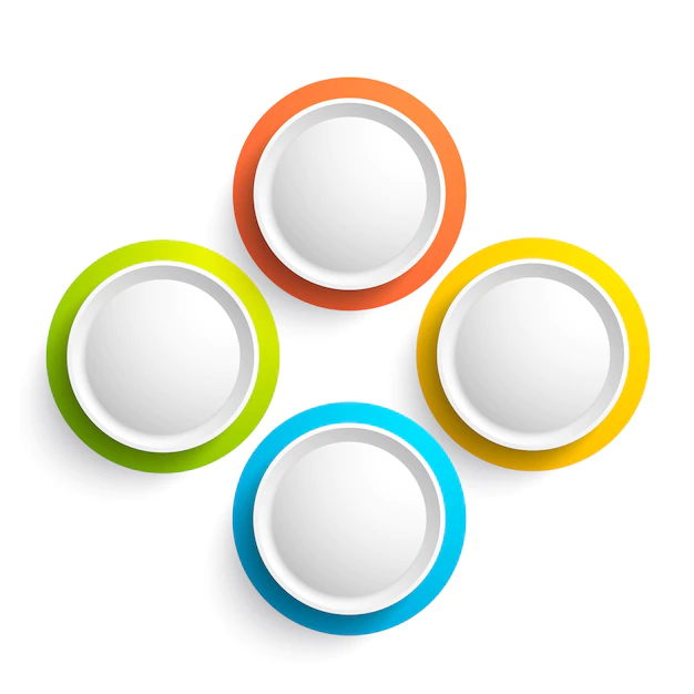Free Vector | Abstract web elements collection with four colorful round buttons on white  isolated